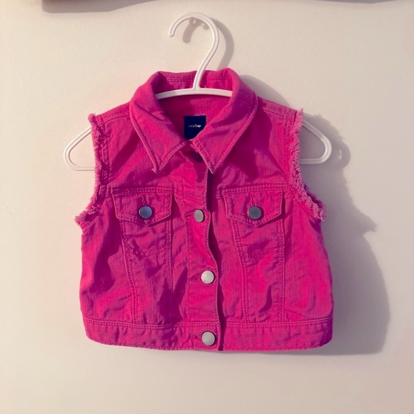 GAP Hot Pink Denim Vest Toddler Size 2 GAP 1969 - Picture 1 of 7